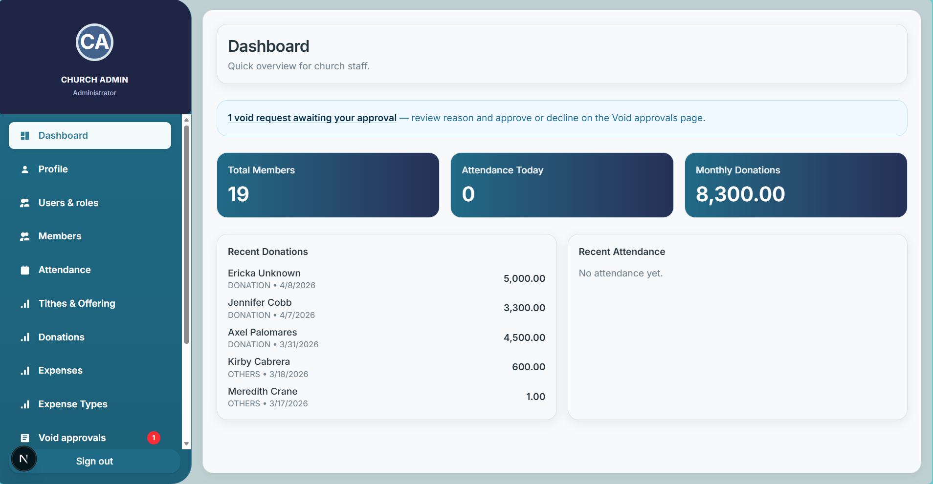 Church management system